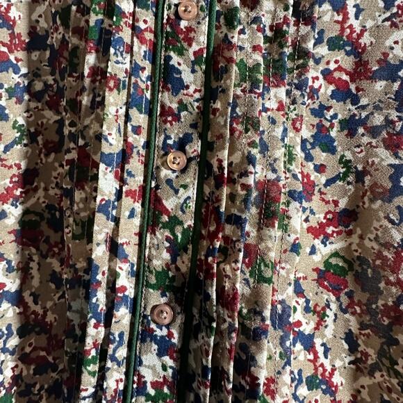 Woman Within Blue/Green/Tan Floral Tiered Boho Dress - Picture 5 of 7